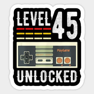 Level 45 Unlocked Birthday Video Gamer 45th Sticker